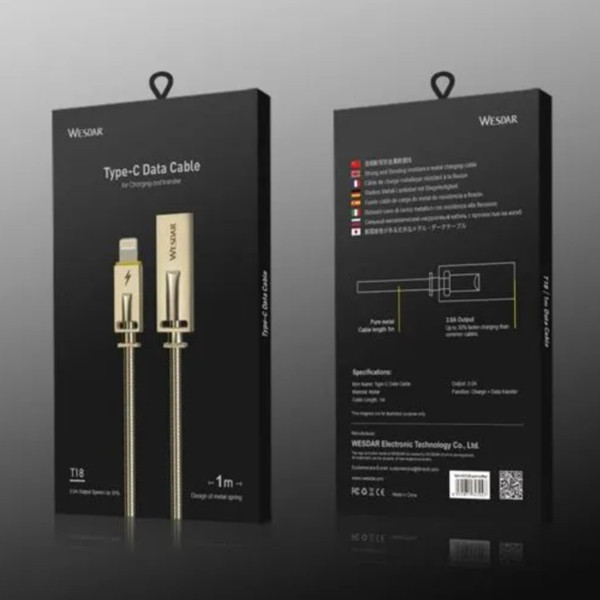 کابل تبدیل USB به MicroUSB وسدار مدل T18 طول 1 متر