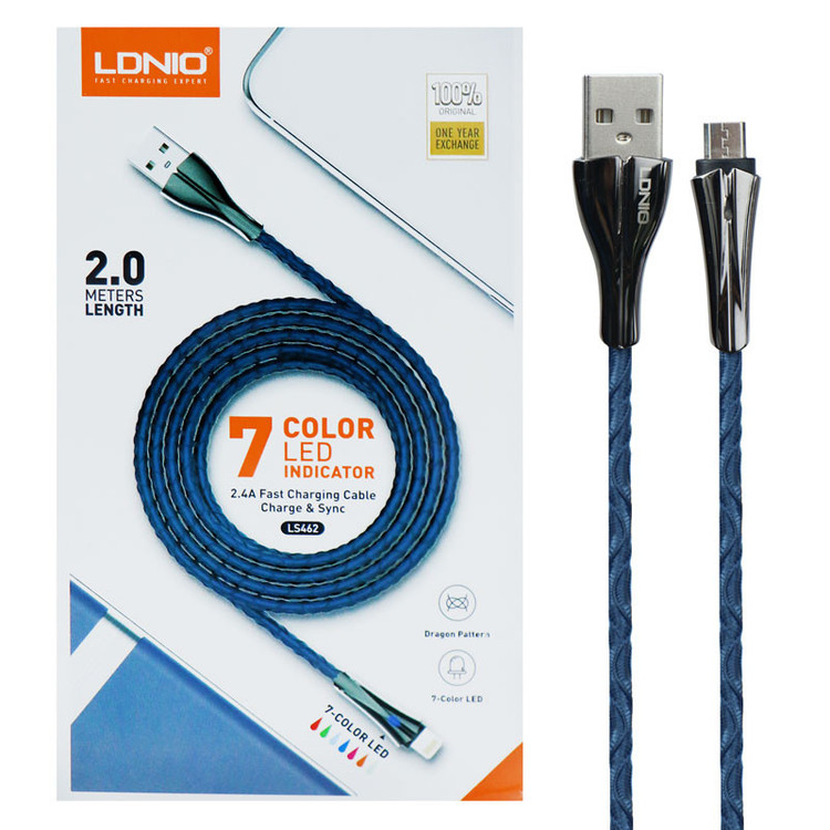 کابل تبدیل USB به microUSB الدینیو مدل LS462 طول 2 متر