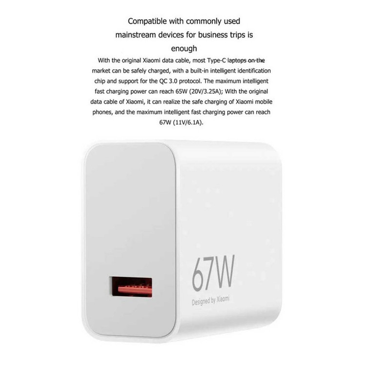 شارژر اورجینال و سرکارتنی 67 وات مدل MDY-15-EِQ